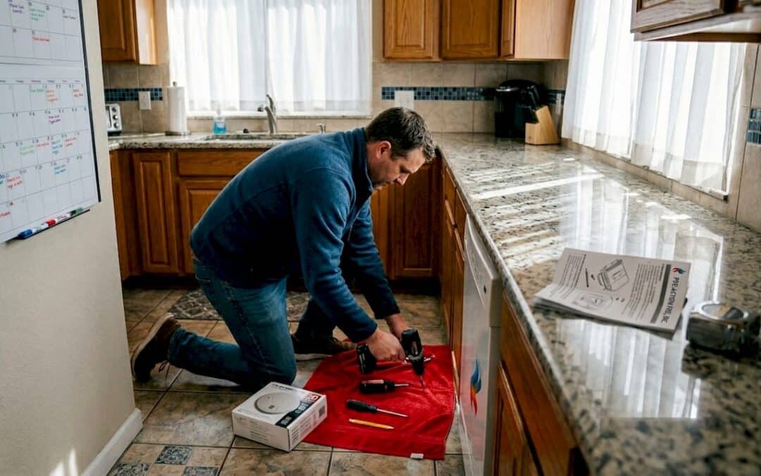 Homeowner preparing to install smoke alarm