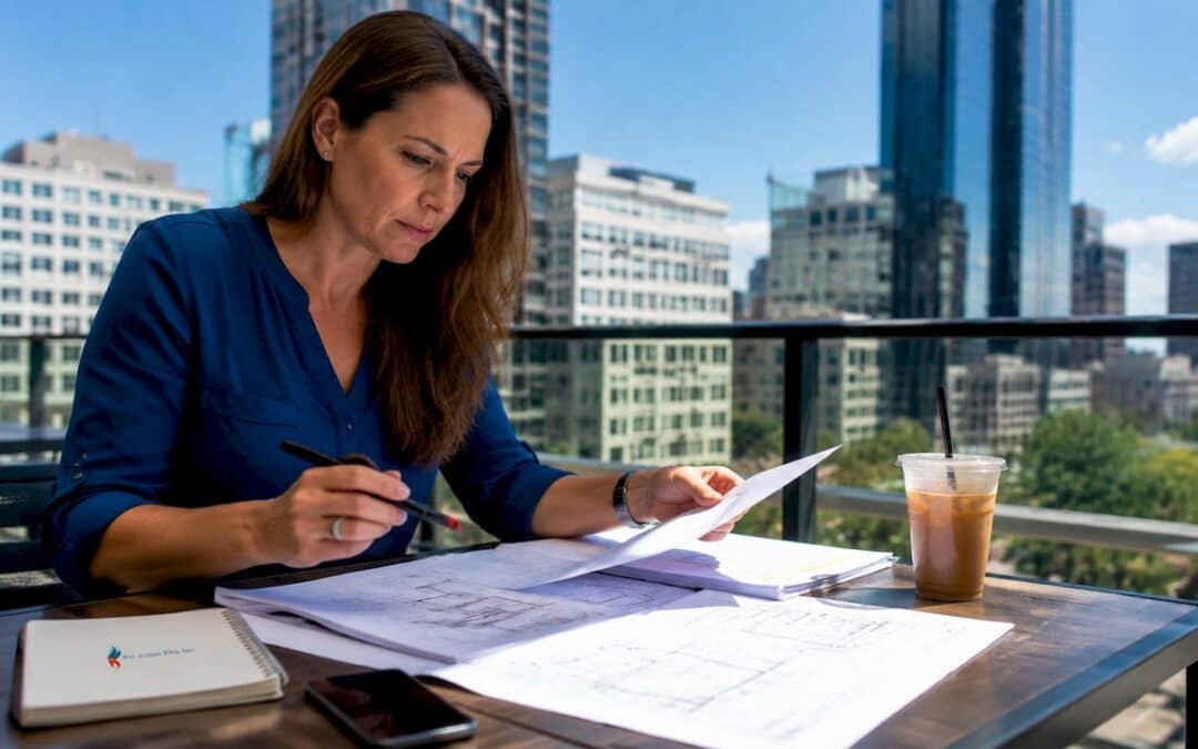 Fire safety engineer reviewing compartmentalization plans