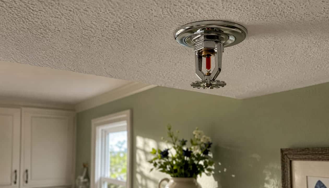 Close-up of residential fire sprinkler head