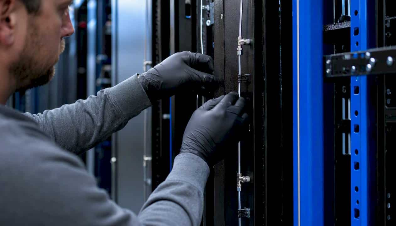 Installation of in-rack fire suppression tubing