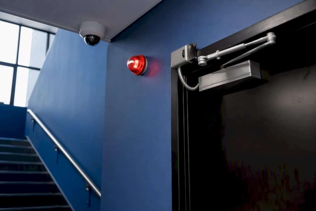 Door lock releasing and fire alarm indicator active
