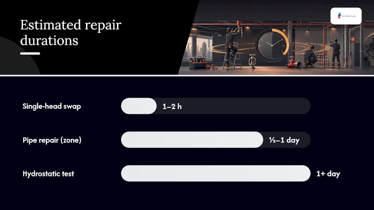 Timeline of sprinkler repair tasks duration