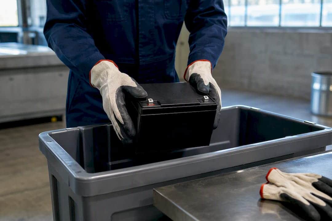 Lead-acid battery placed for certified recycling